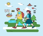 Creative hiking character vector